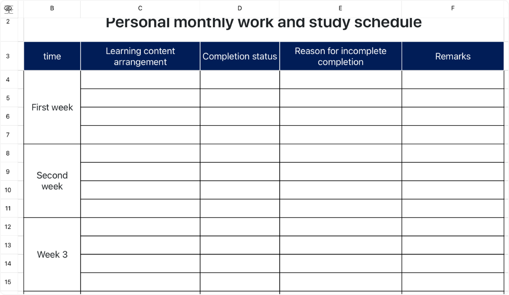 Monthly work study schedule 1